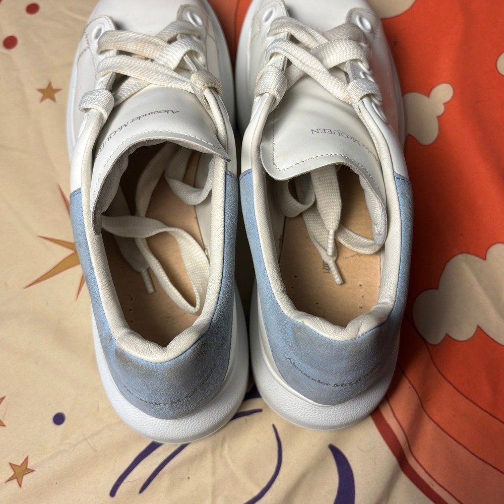 Alexander McQueen Oversized Sneakers White Light Blue Suede 553770 38.5 Designer - Picture 5 of 16